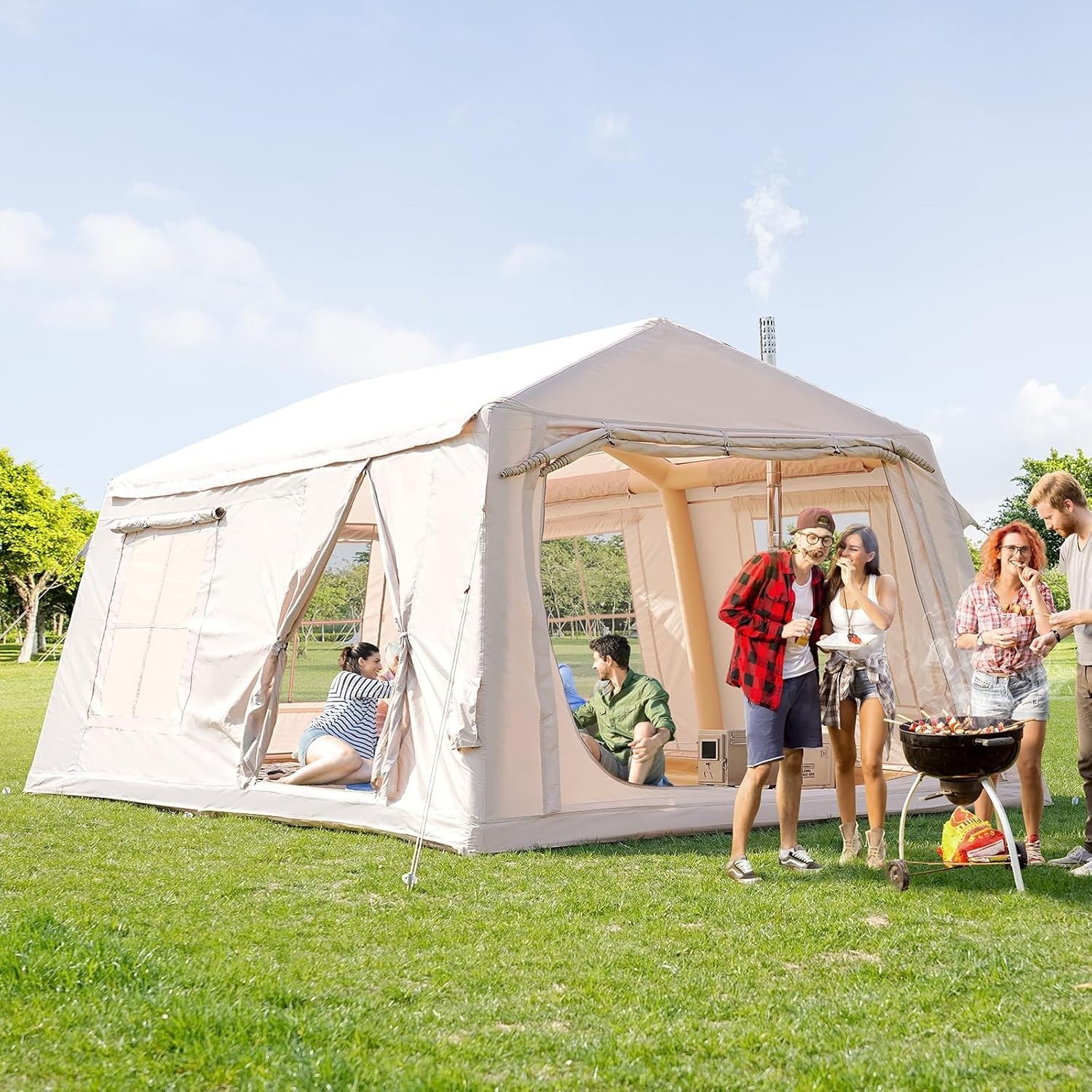 8 Person Inflatable Camping Tent Waterproof Oxford Air Beam