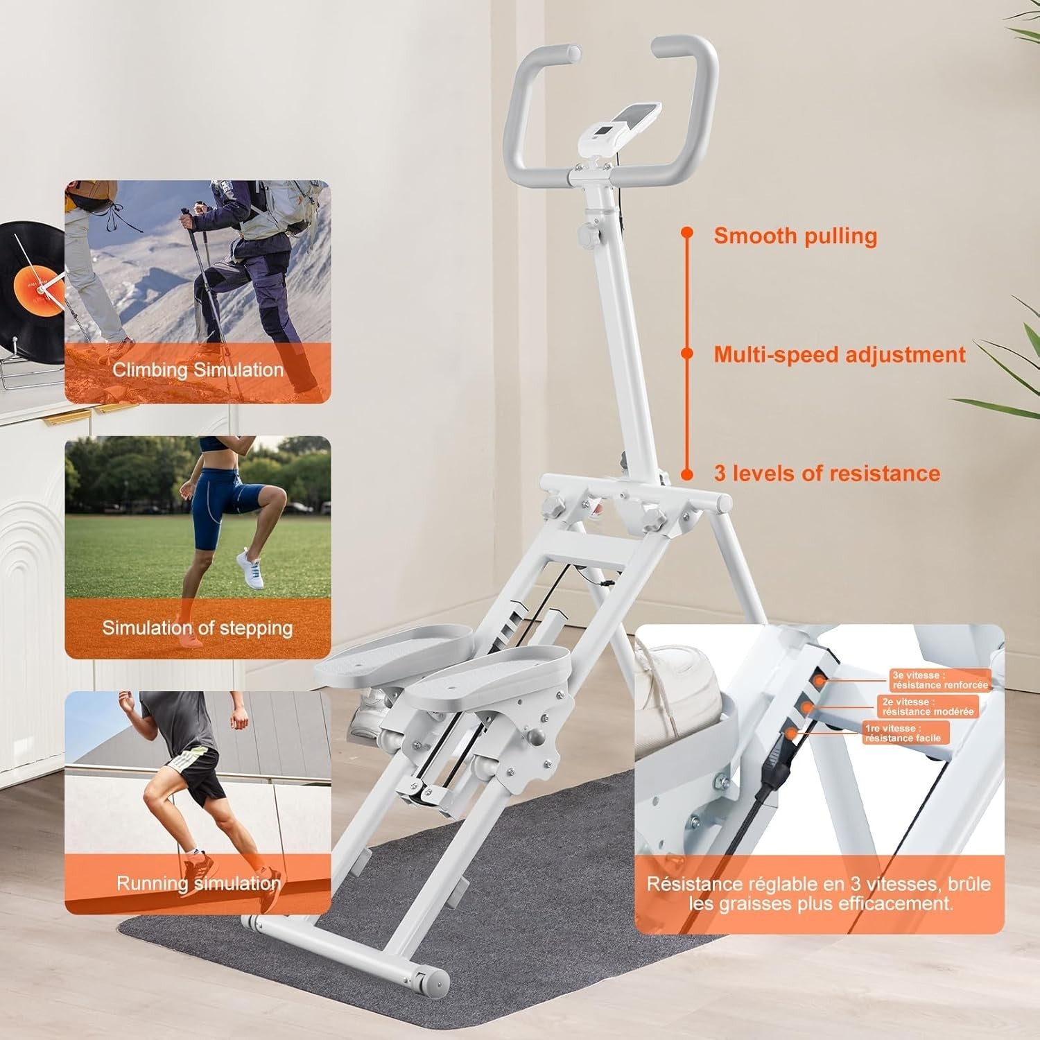 Home Vertical Climber Stepper w/ LCD Tracker, Foldable Design, 100kg Capacity