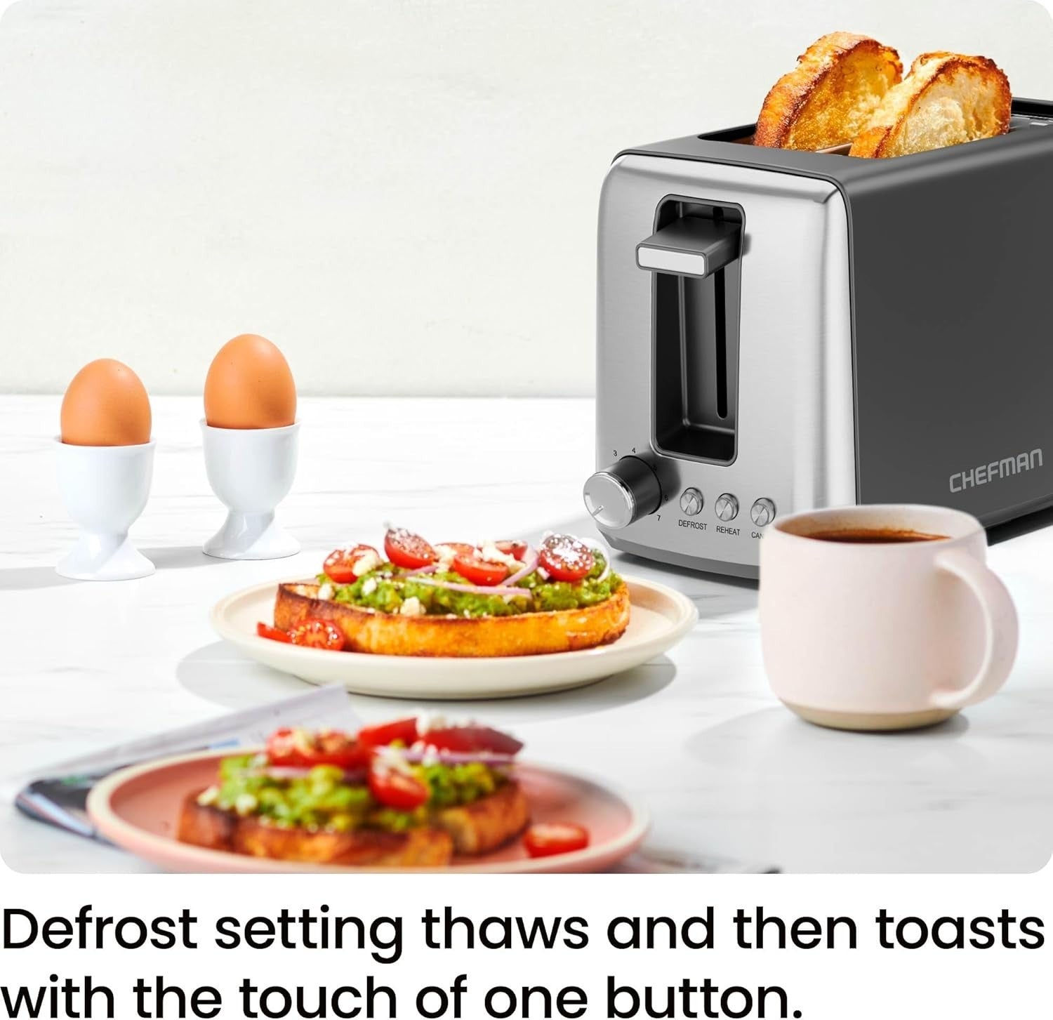 2-Slice Toaster, 7 Shade Settings, 3 Modes, Removable Crumb Tray, Black