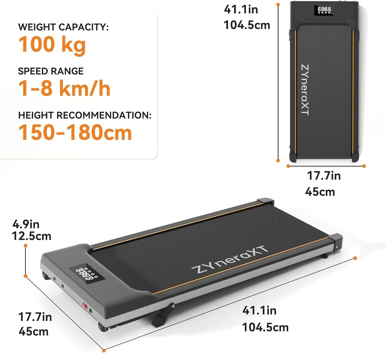 Foldable Walking Treadmill 2-in-1 2.0HP Motor Incline LED Display Home Gym