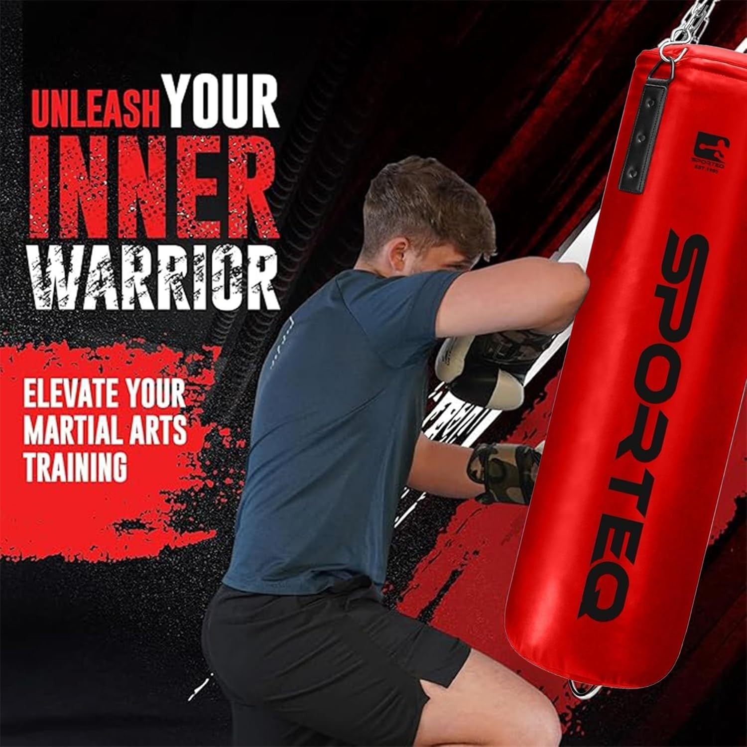 Heavy Filled Boxing Punch Bag 4FT 25kg Leather Kickboxing MMA Training