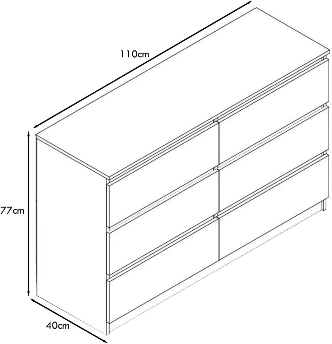 White Gloss Chest of 6 Drawers Modern Bedroom Storage Cabinet Unit