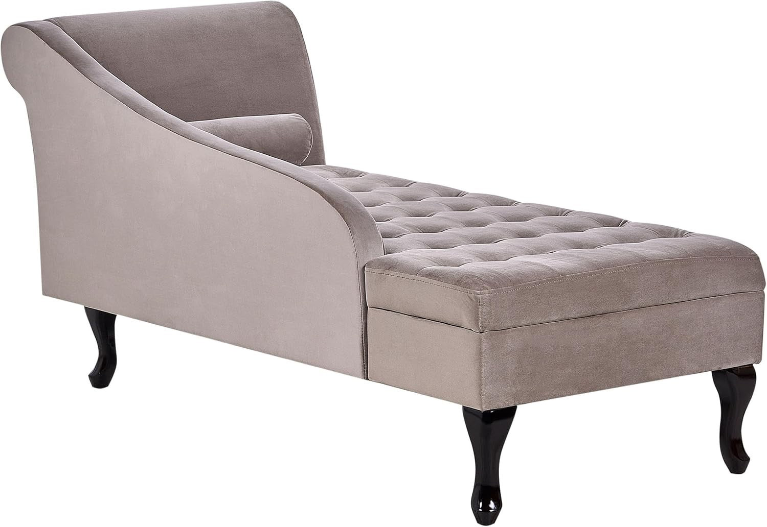 Velvet Chaise Lounge with Storage & Bolster Pillow, Elegant Indoor Sofa Seat