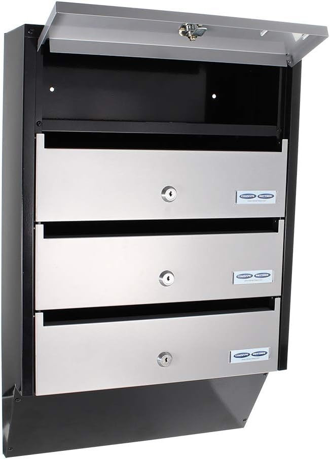 Wall Mounted Lockable Mailbox System 4 Units Steel Secure Post Box C4 Size