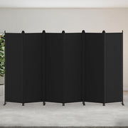 6-Panel Folding Room Divider 5.8ft Black Privacy Screen Wall Partition Office