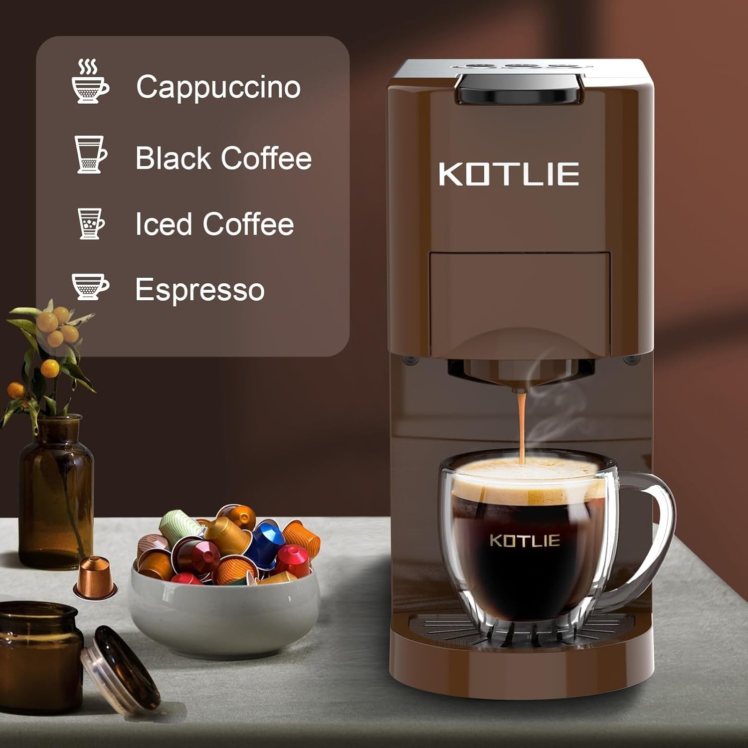 4-in-1 Espresso Coffee Maker | 19Bar High Pressure | Multi Capsule