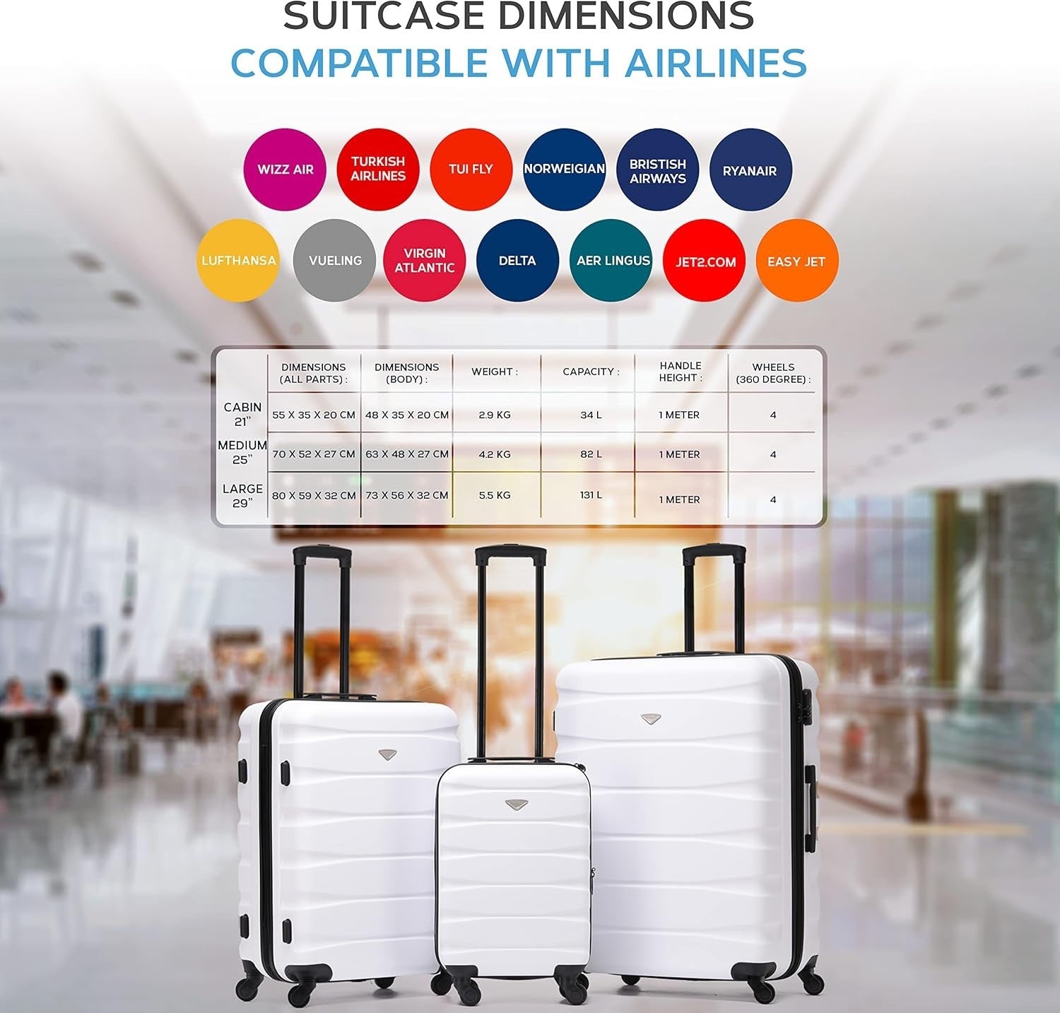 25” Medium ABS Check In Luggage Lightweight Hard Case 4 Spinner
