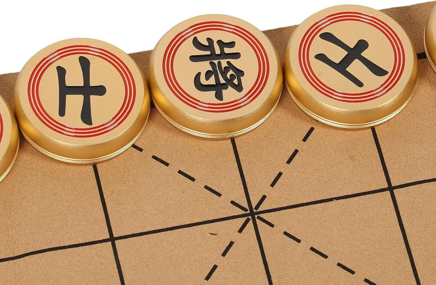 Luxury Chinese Xiangqi Chess Set Gold Aluminum Travel Case