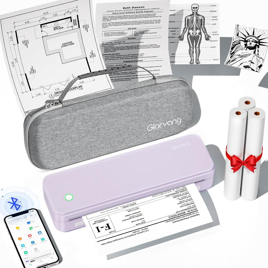 Portable Thermal Printer Bluetooth Mobile Printer –Inkless Travel A4
