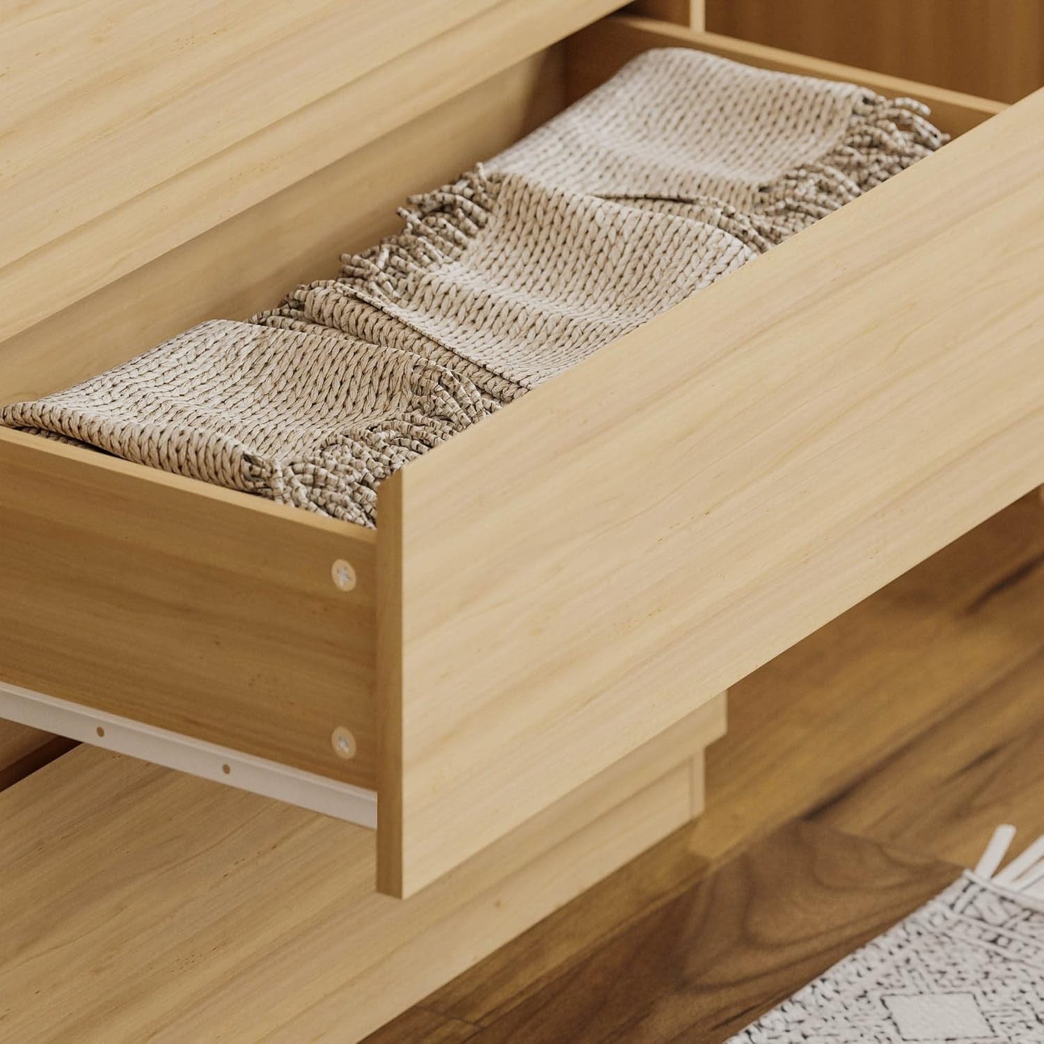 Modern 4 Drawer Chest Pine Wood Storage Unit – Slim Bedroom Dresser