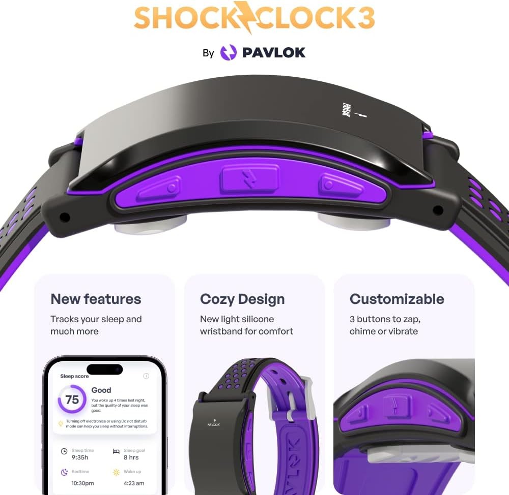 Silent Shock Alarm Clock Wearable for Deep Sleepers Train Yourself Wake Up