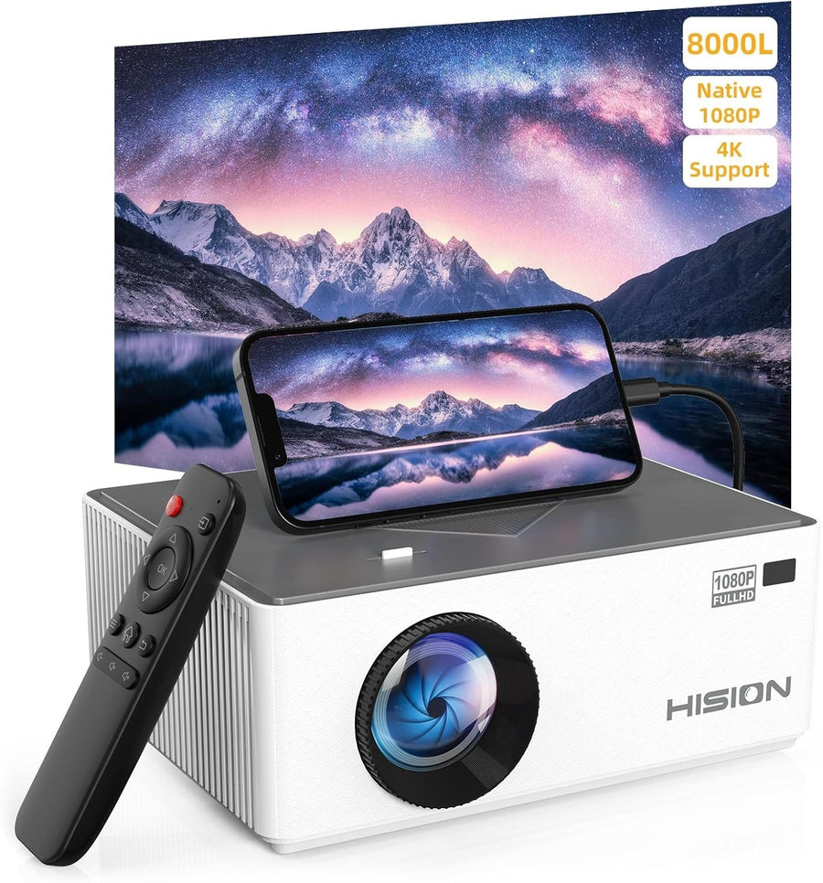 1080P Mini Projector 8000 Lumens 4K Support Outdoor Home Theater