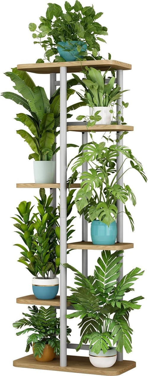 6 Tier Metal Plant Stand Indoor 7 Pot Flower Rack Corner Display Shelf for Home