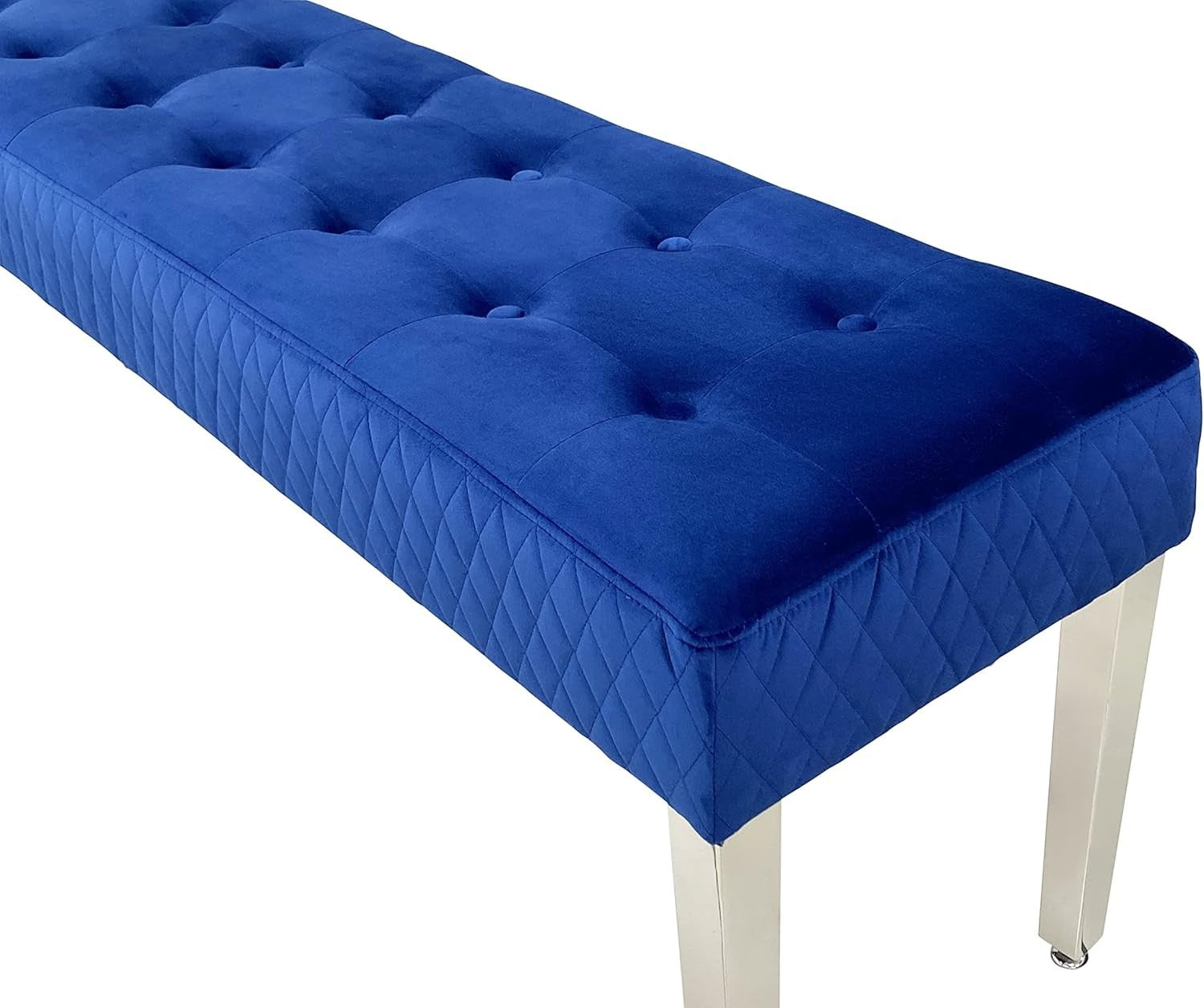 Luxury Navy Velvet 3-Seater Bench Modern Upholstered Dining & Entryway Seat