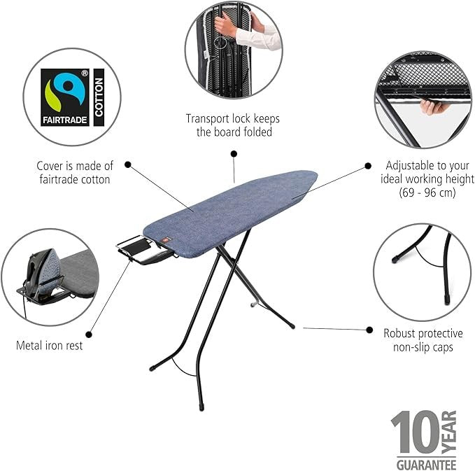 Ironing Board 124x38cm Adjustable Height Non Slip Foldable