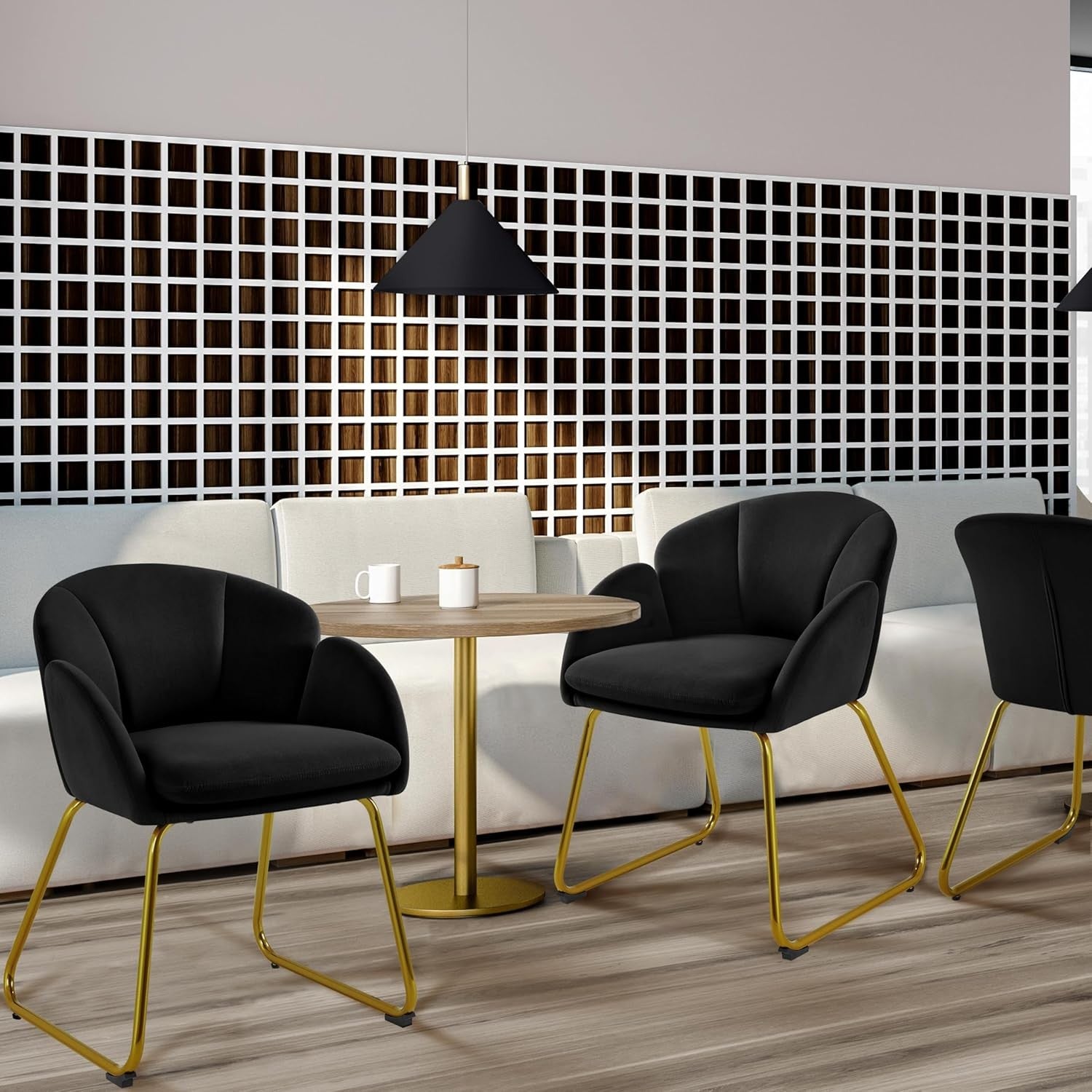 Velvet Tub Chair Accent Armchair Gold Legs Black
