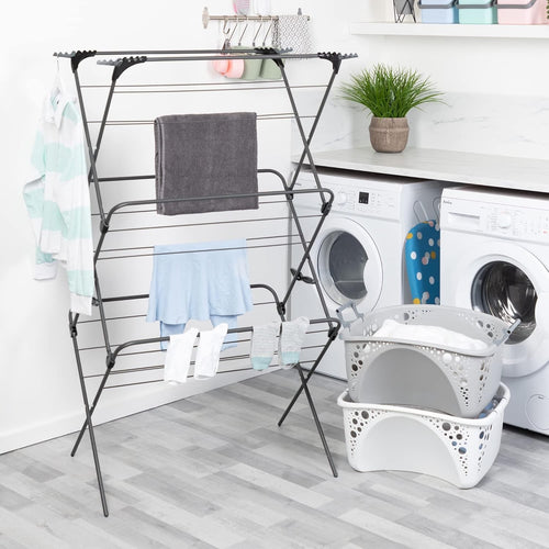 Extra Wide 3 Tier Clothes Airer Indoor Folding Laundry Drying Rack Steel