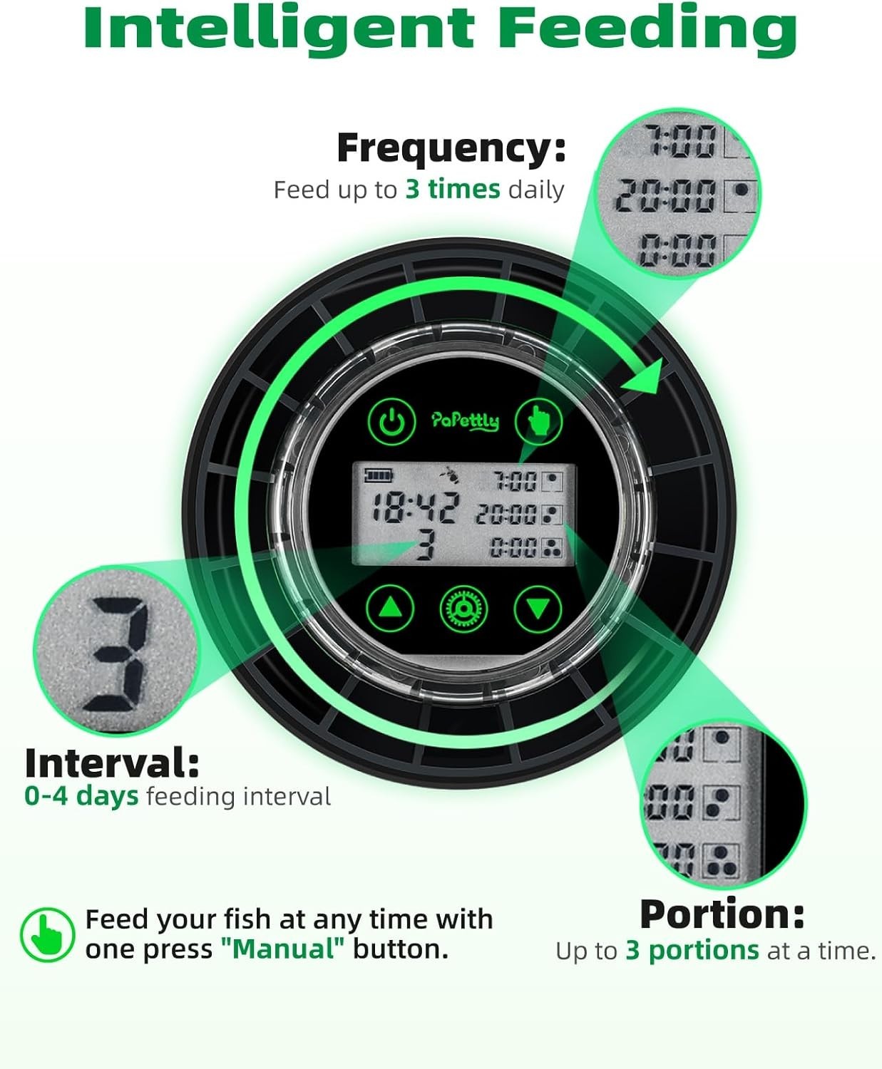 Automatic Fish Feeder USB Rechargeable LCD Timer Aquarium Food Dispenser