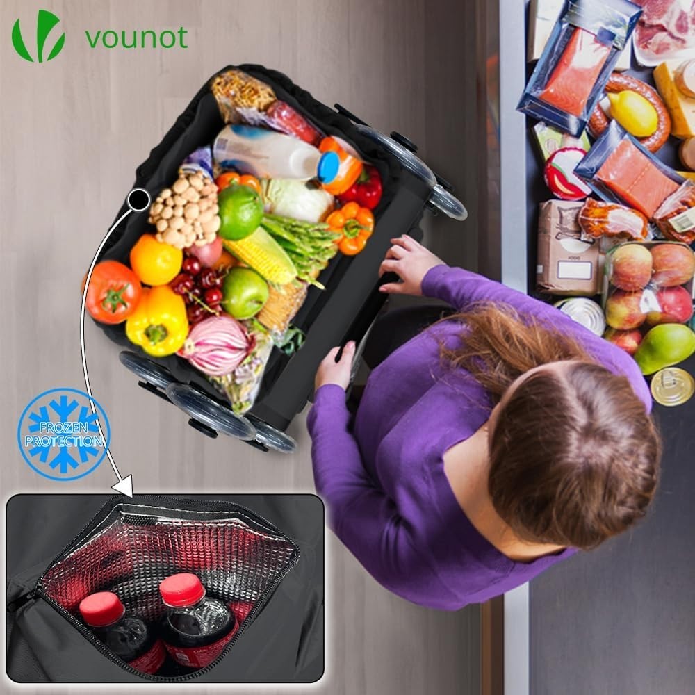 58L Folding 6-Wheel Shopping Trolley Black Stair Climbing Cart