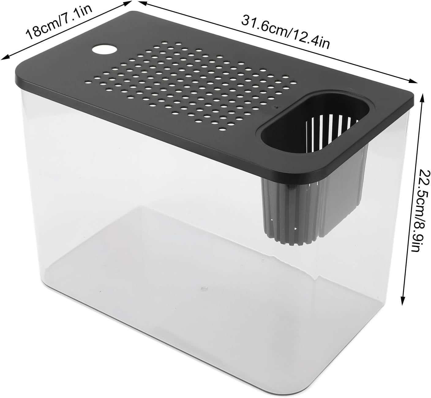 Desktop Betta Fish Tank Mini Aquarium Bowl with Lid Clear Plastic Black