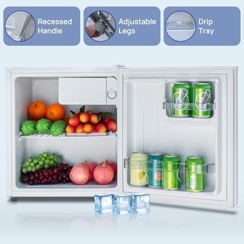 48L Mini Fridge Quiet Countertop Table Top Cooler Reversible Door