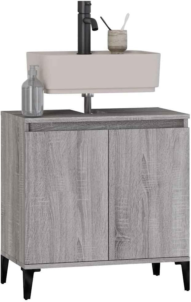 Grey Sonoma Bathroom Sink Cabinet | 58x33x60cm Modern Under Sink Storage