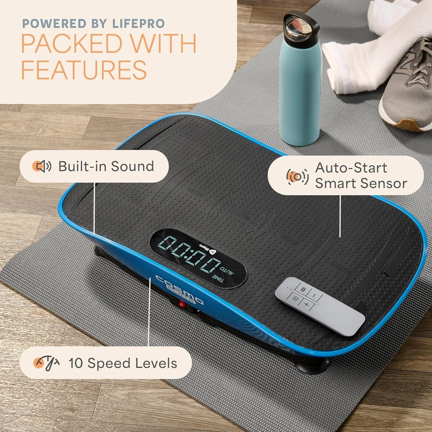 Blue Auto Start Vibration Plate Exercise Machine Lymphatic Drainage