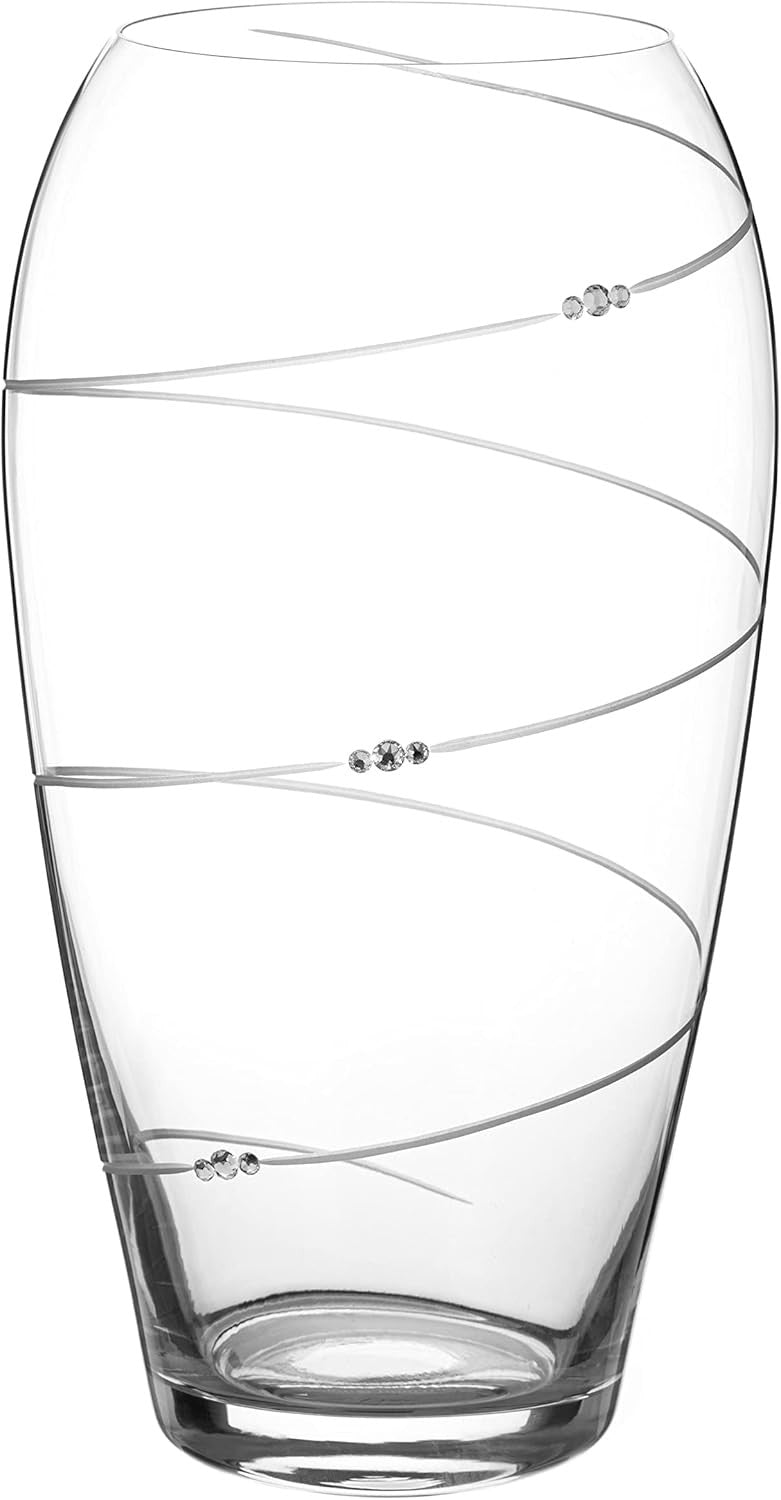Crystal Glass Flower Vase 29cm Tall Swirl Cut Modern Home Décor