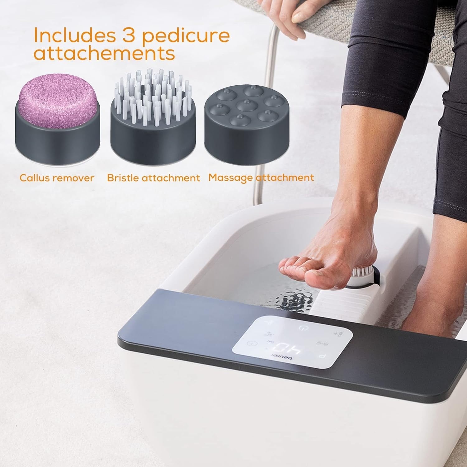 Premium Heated Foot Spa with Touch Screen Bubble Vibration Massage Pedicure