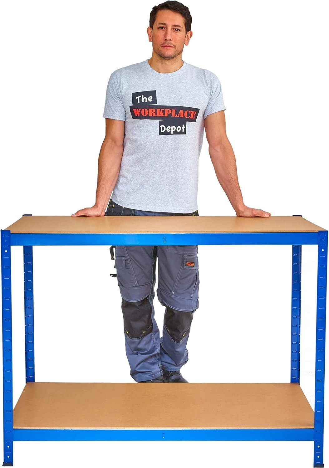 Heavy Duty Garage Workbench 300kg Steel Frame MDF Top 1200mm Wide Storage Shelf