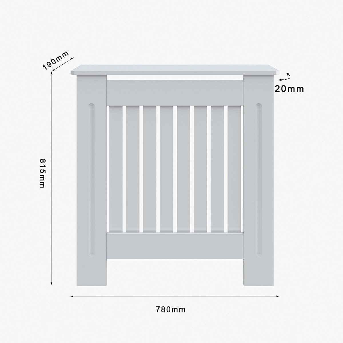 Small Radiator Cover Cabinet White Vertical Slat MDF Modern Heater Shelf Unit