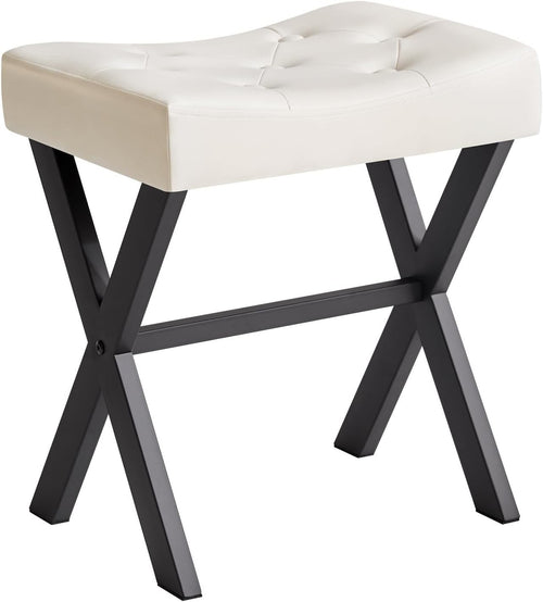 U-Shaped PU Vanity Stool with X-Leg – Modern Makeup Seat for Bedroom