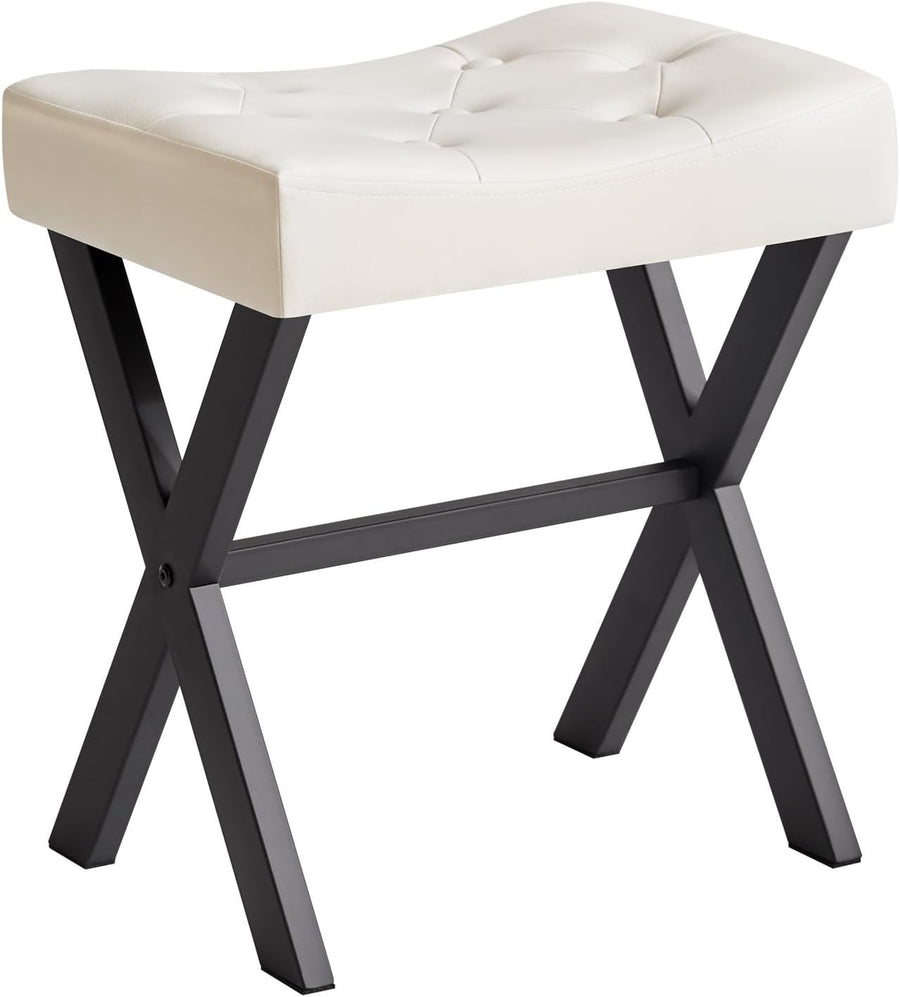 U-Shaped PU Vanity Stool with X-Leg – Modern Makeup Seat for Bedroom
