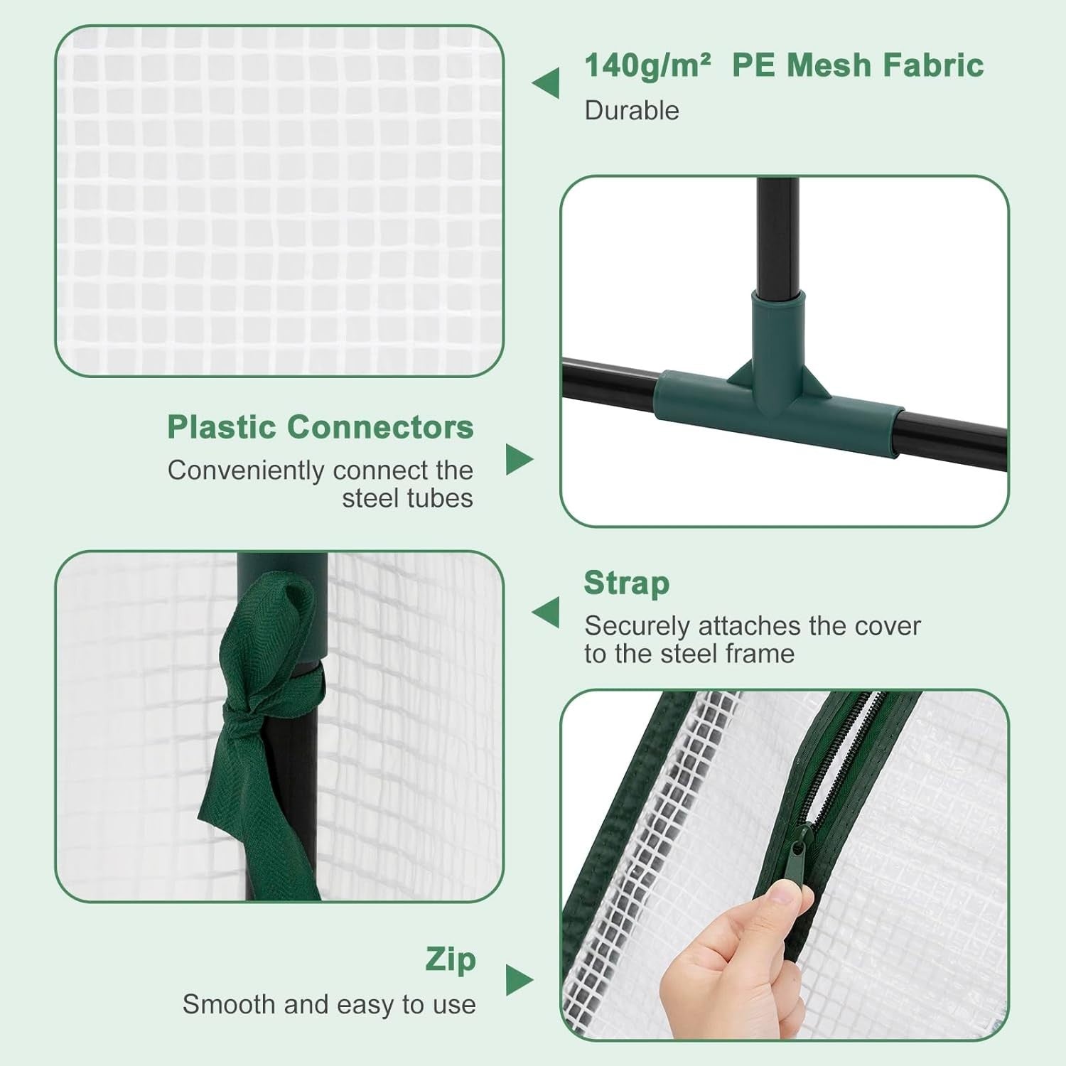 Mini Garden Greenhouse 120x60x60cm White PE Cover with Roll-Up Windows