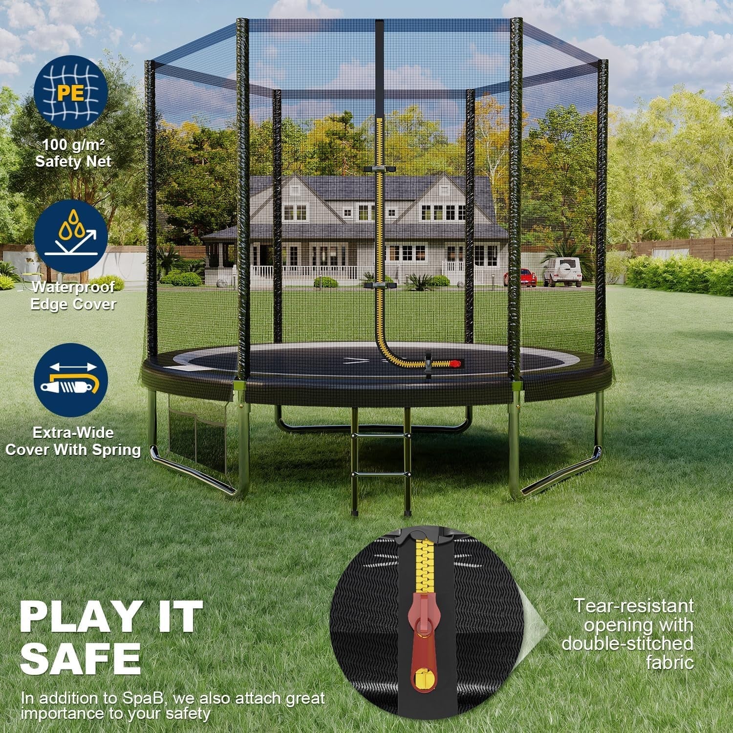 7.5ft Outdoor Garden Trampoline for Kids Round Jumping Trampoline