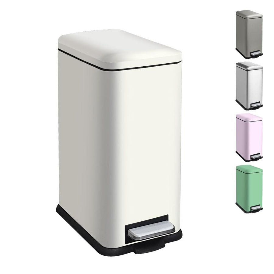 17L Kitchen Pedal Bin Soft Close Stainless Steel White