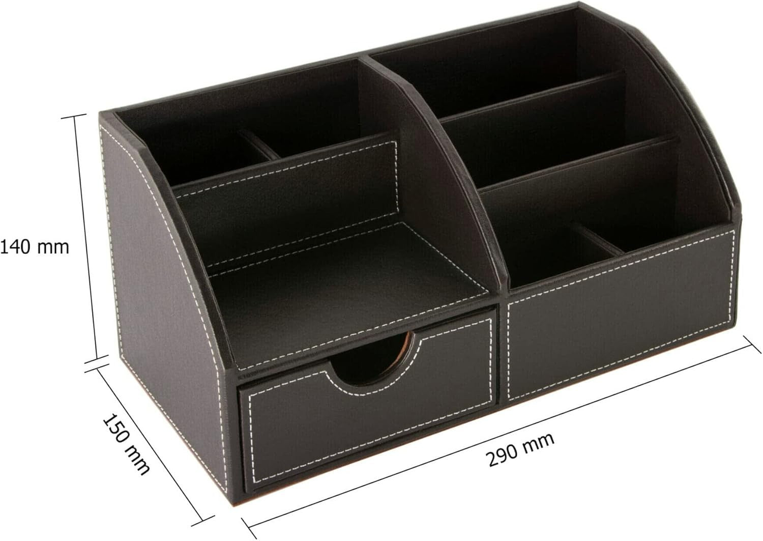 Faux Leather Desk Organiser 8-Compartment Drawer Pen and Stationery Caddy