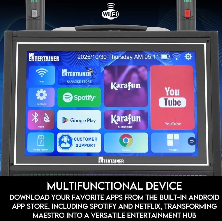 Portable Touch Screen Karaoke Machine 4 Wireless Mics Media
