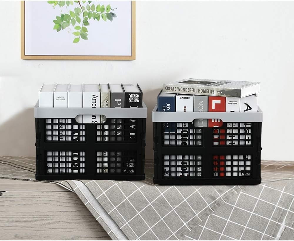 3 Pack Collapsible Storage Crates Foldable Plastic Boxes