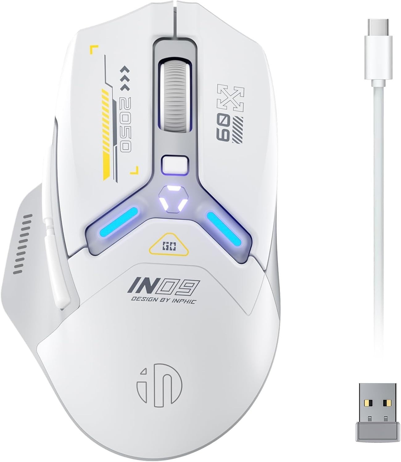 Tri-Mode Wireless Gaming Mouse 10000 DPI RGB Rechargeable