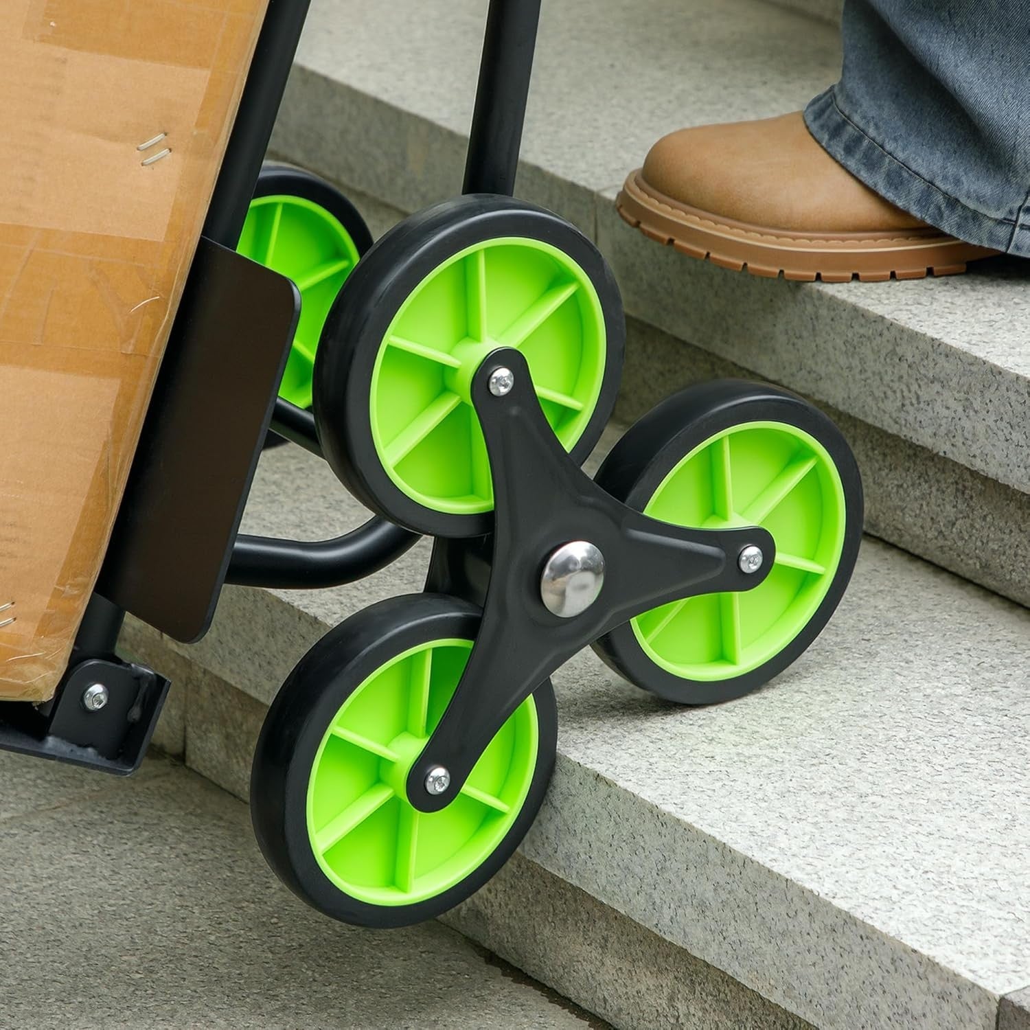 Stair Climbing Hand Truck 120kg Foldable Heavy Duty Steel Trolley Green