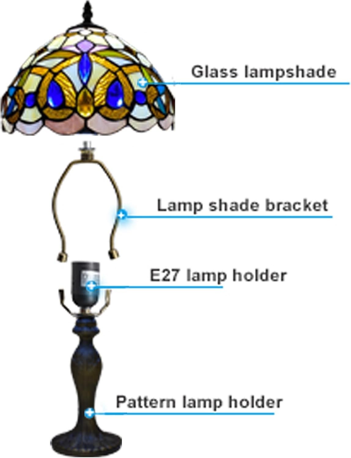 Tiffany Style Table Lamp Stained Glass Antique Design 42cm E27
