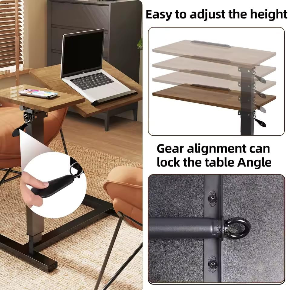 Adjustable Overbed Laptop Desk C Shaped Sofa Table Height Adjustable Black