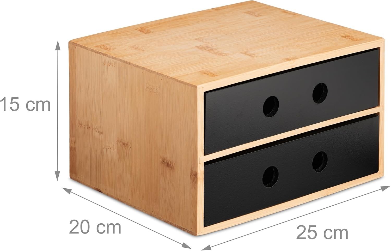 Desk Organiser with 2 Drawers Bamboo Storage Box for Office & Home
