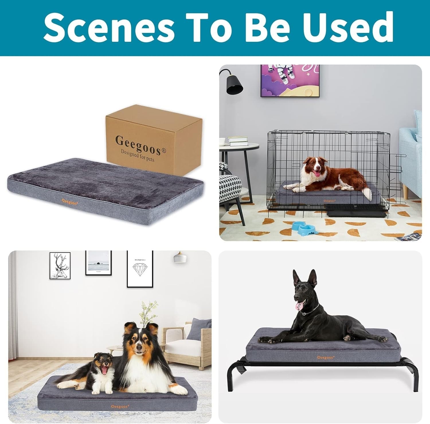 Large Orthopedic Dog Bed 89x55x7cm Memory Foam Washable
