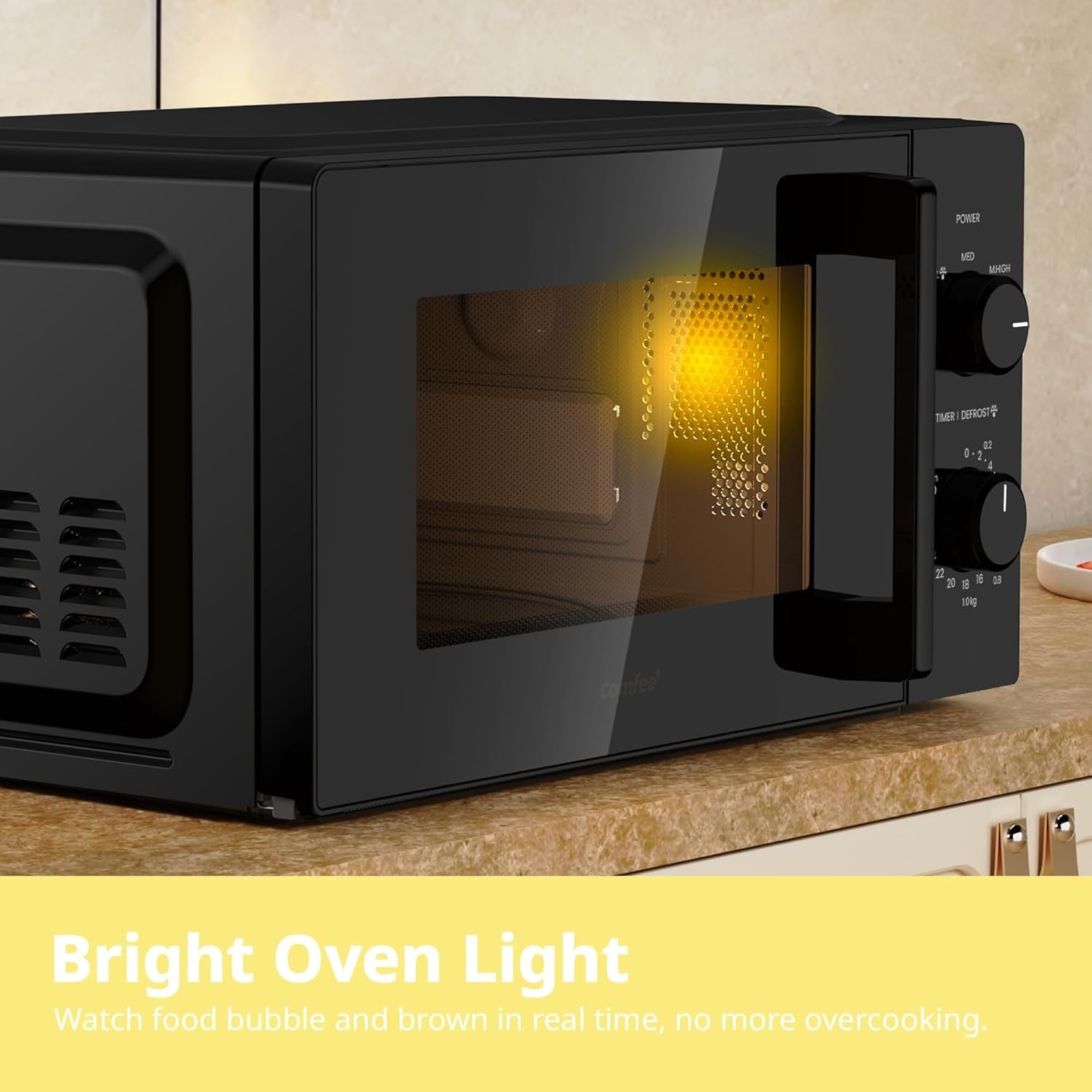 20L Compact Microwave 700W Black 5 Power Levels Quick Defrost