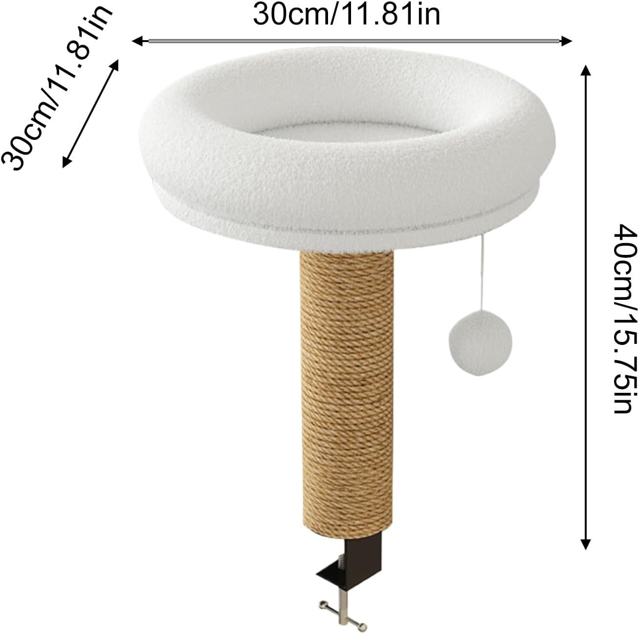 360° Rotating Cat Desk Bed Clamp On Hammock Plush Sisal Perch