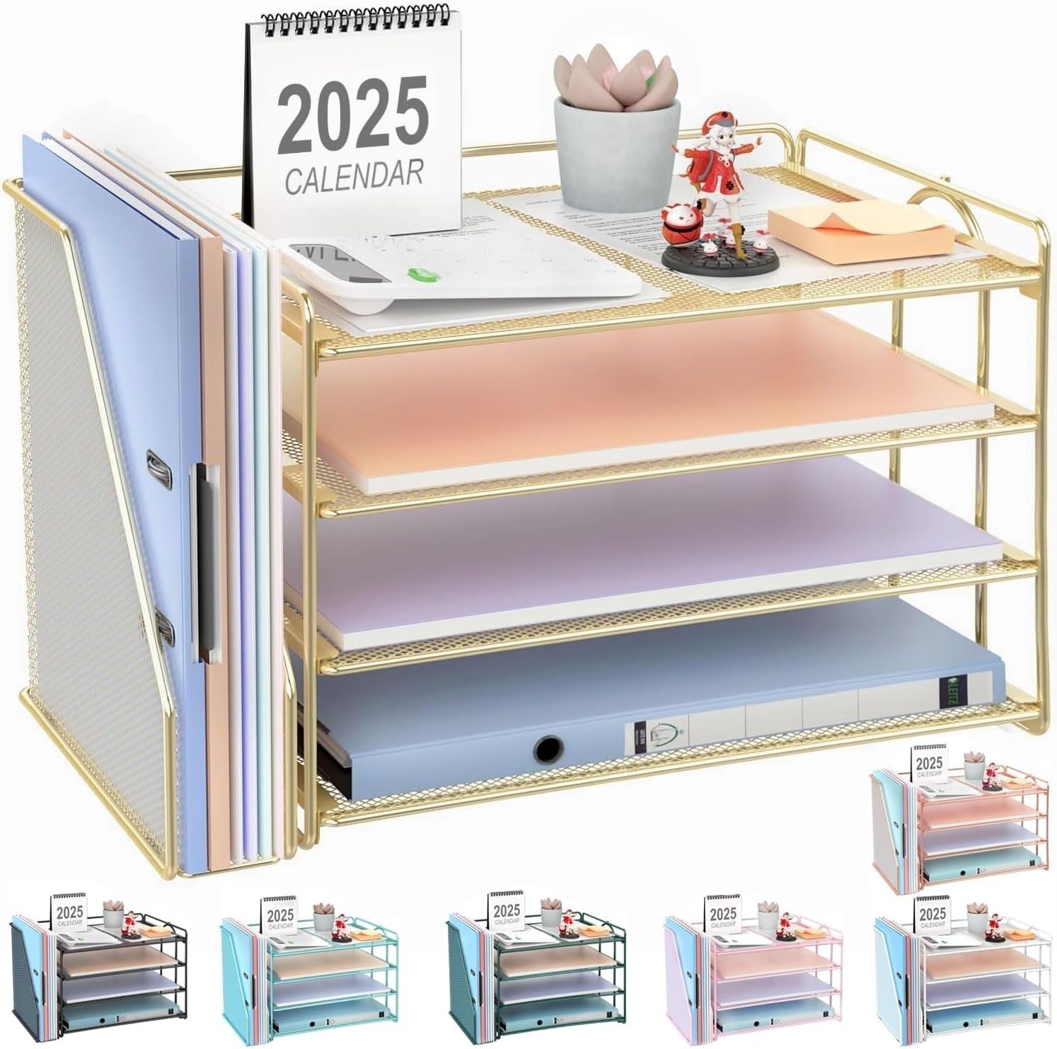 4-Tier Desk Organizer with Magazine Rack | Metal File & Office Storage.