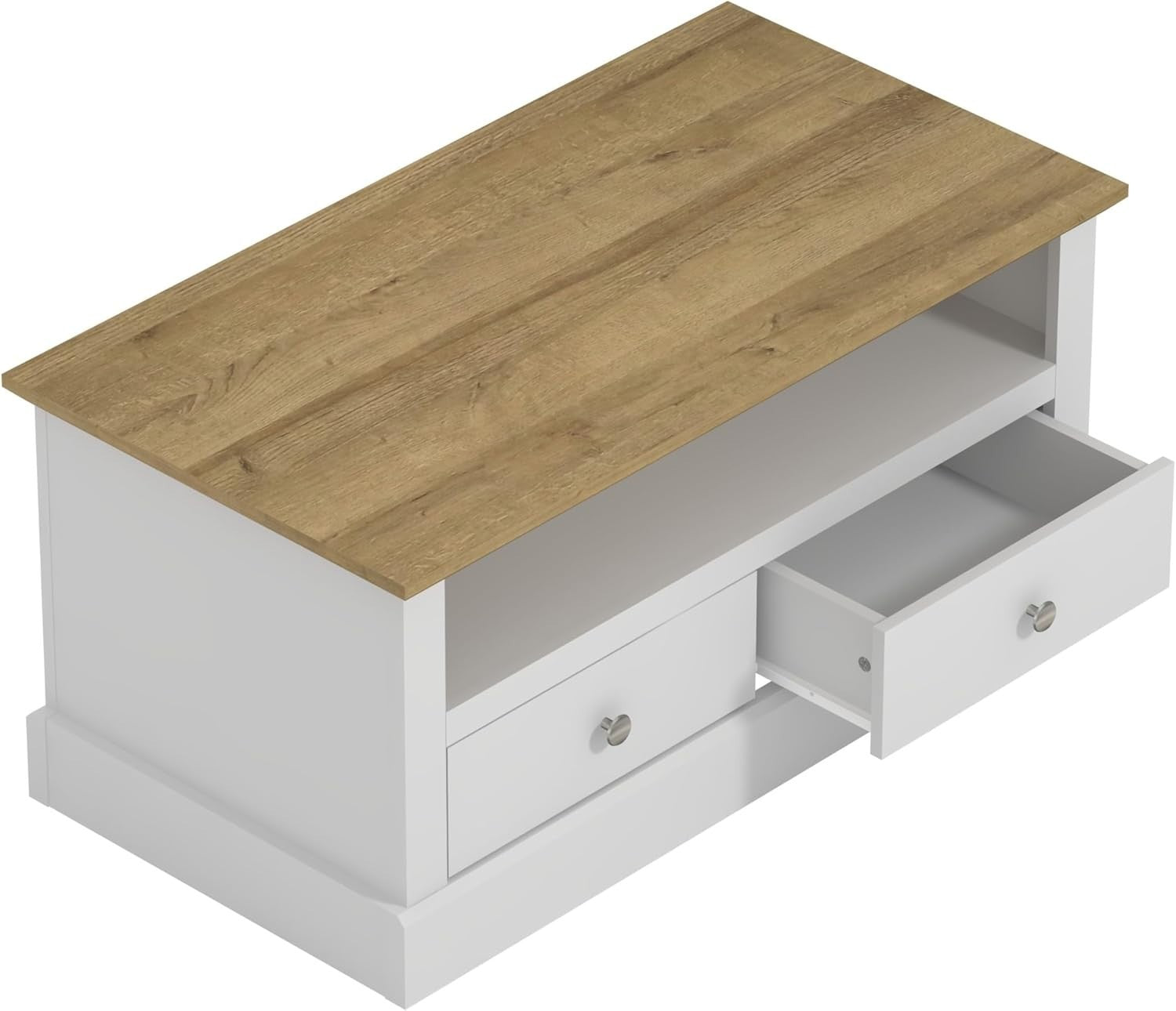 Lift Top Coffee Table with Storage Drawers – White Oak Modern Living Room