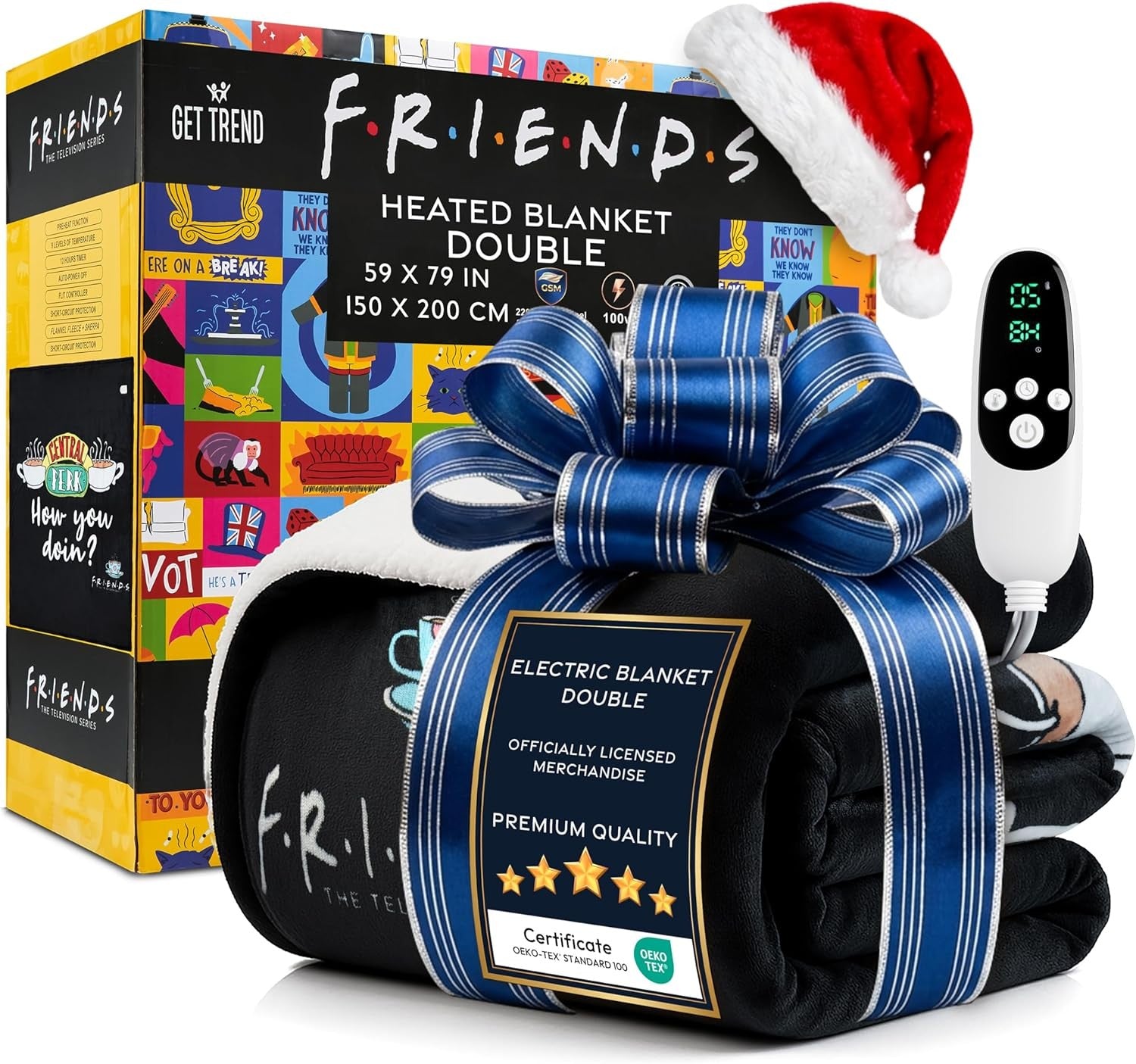 Electric Heated Blanket Double 150x200cm Sherpa Fleece 9 Heat Timer